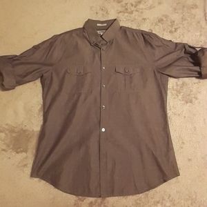 Express Men's L, Grey, Button Up, Shirt